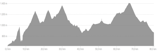 Profiel van fietsroute dag 3 medium Spaanse Pyreneeën