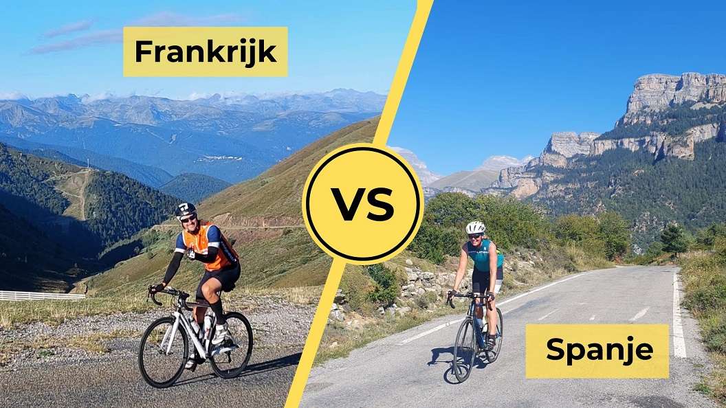 Vergelijking over fietsen in de Franse en de Spaanse Pyreneeën